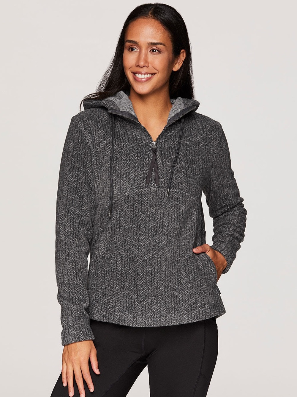 Women’s Avalanche Herringbone Soft Plush Fleece 1/2 Zip Hoodie- Medium